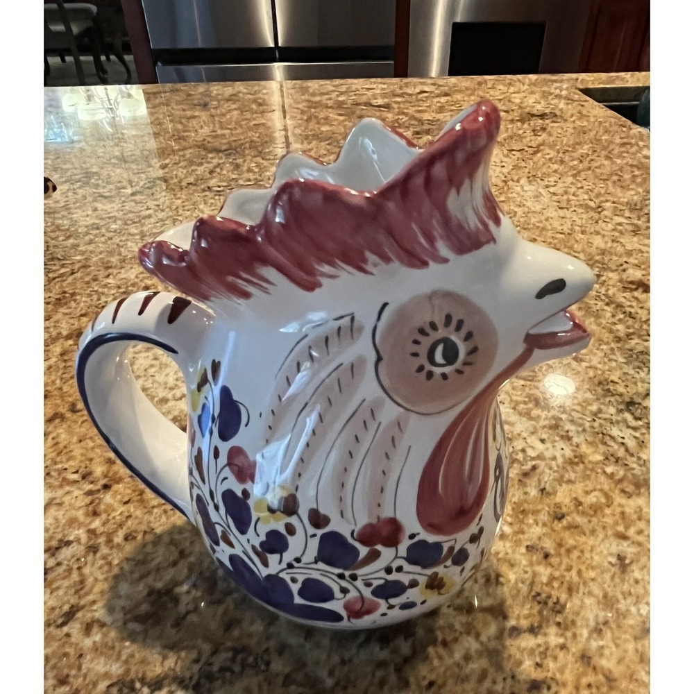 Vintage Rooster Creamer 5.5" CAMA DERUTA - Handmade In Italy AS IS